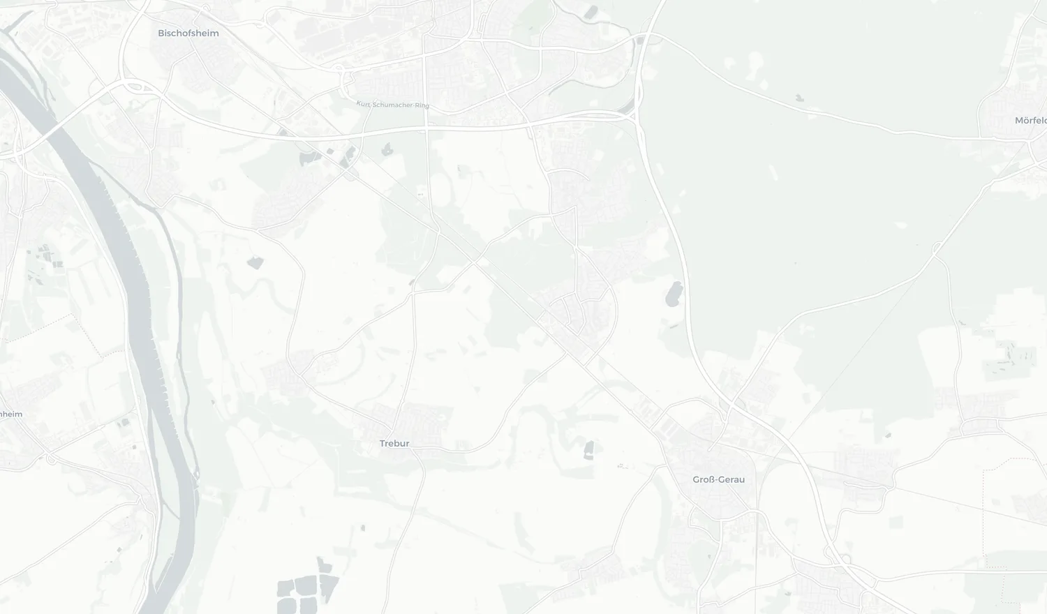 Anfahrtsroute zum Campingplatz Camping Weisel in Bauschheim aus Richtung Groß-Gerau